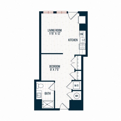 Capitol Rose Luxury Apartments in Washington, DC D5 Studio Floor Plan